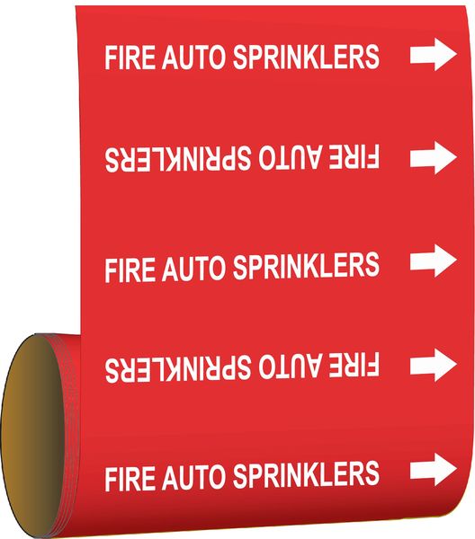 Pipe Marker, Fire Auto Sprinklers, Red, 41461