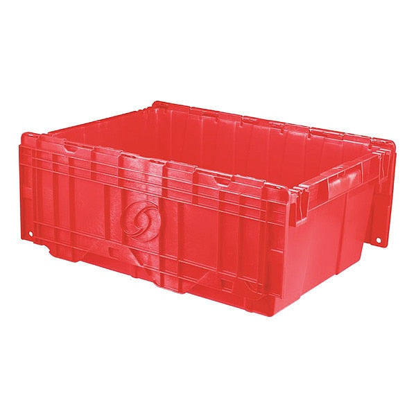 Red Attached Lid Container, Plastic, Metal Hinge
