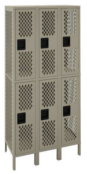 Wardrobe Locker, 36 in W, 18 in D, 78 in H, (2) Tier, (3) Wide, Sand
