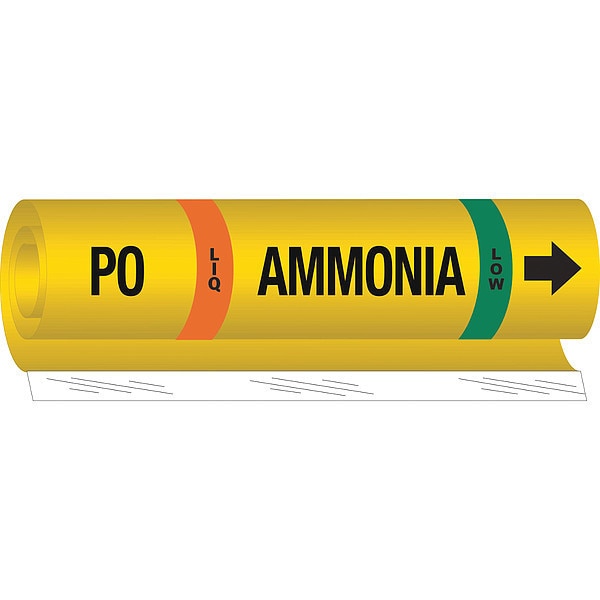Ammonia Pipe Marker, PO, 3/4 to 2-1/2In