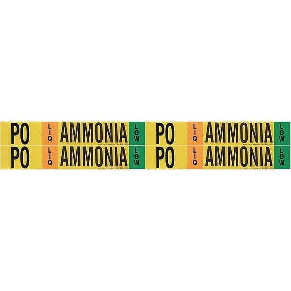 Ammonia Pipe Marker, PO, 1 to 2-1/2In, PK4