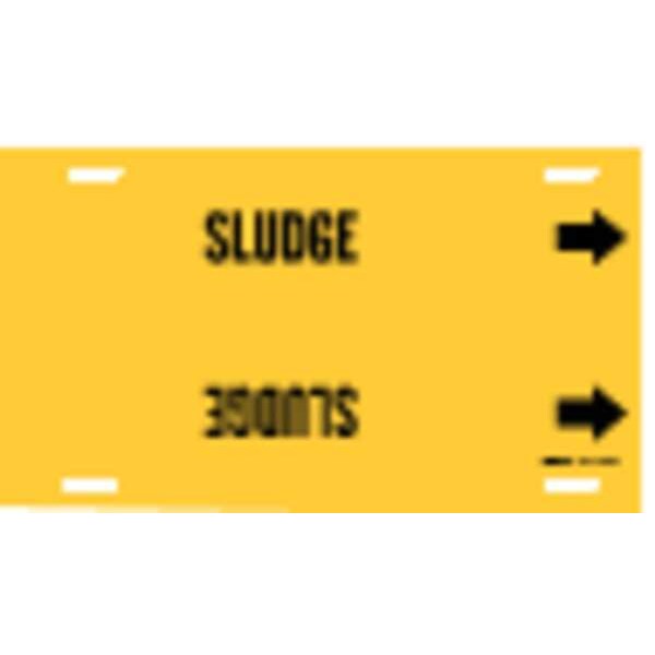 Pipe Marker, Sludge, Yellow, 8 to 9-7/8 In