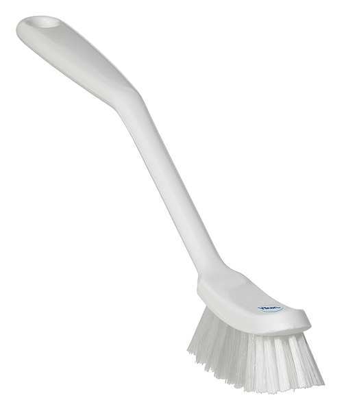 1 in W Scrub Brush, Medium, 8 3/16 in L Handle, 11 in L Brush, White, Plastic, 11 in L Overall