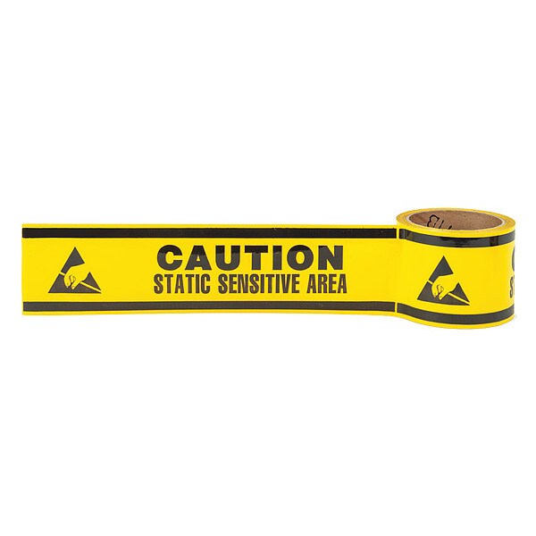 Safety Warning Tape, Solid, Black/Yl, 3