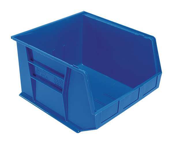 Hang & Stack Storage Bin, Blue, Polypropylene, 18 in L x 16 1/2 in W x 11 in H, 75 lb Load Capacity