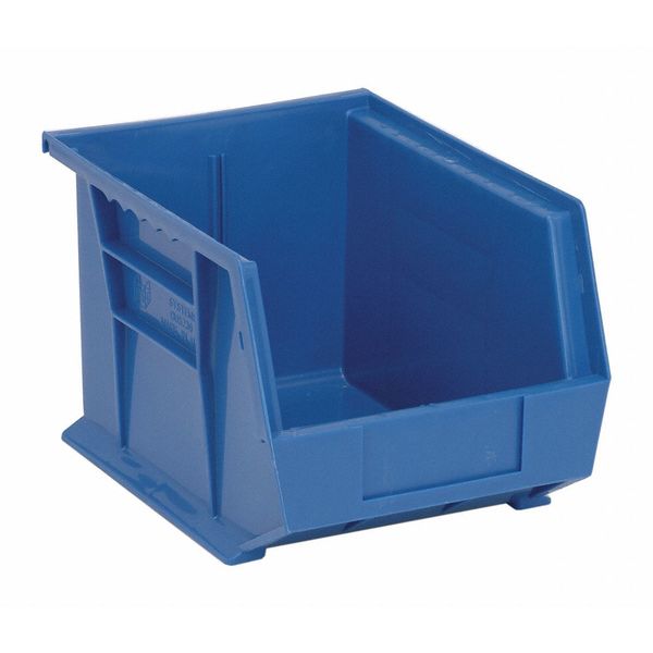 Hang & Stack Storage Bin, Blue, Polypropylene, 10 3/4 in L x 8 1/4 in W x 7 in H