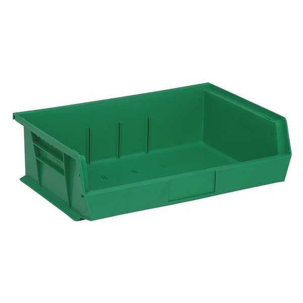 Hang & Stack Storage Bin, Green, Polypropylene, 10 7/8 in L x 16 1/2 in W x 5 in H