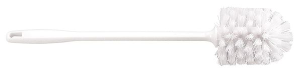 Toilet Brush, 12 in L Handle, 3 in L Brush, White, Plastic, 15 in L Overall
