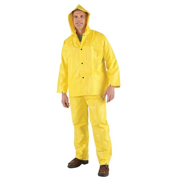3 Piece Rainsuit w/Detach Hood, Yellow, XL
