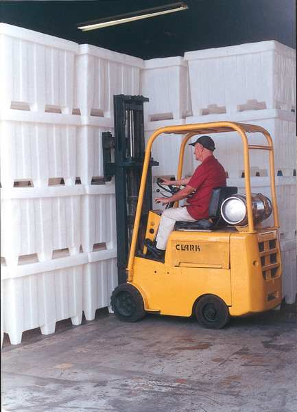 Blue Ribbed Wall Container, Plastic, 23 cu ft Volume Capacity