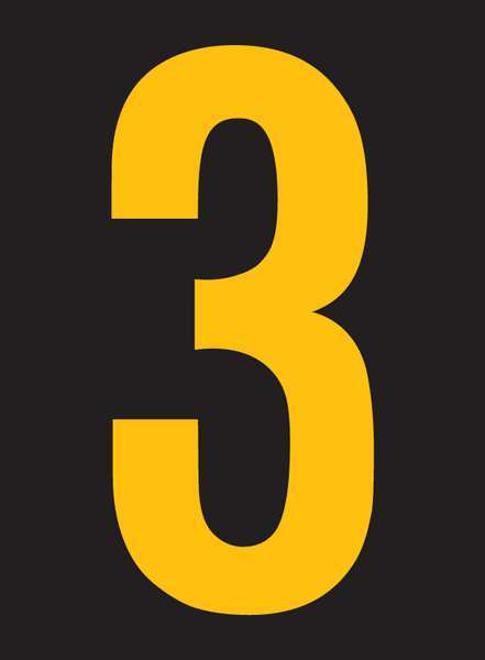 Reflective Number Label, 3, 2-1/2in H, PK25