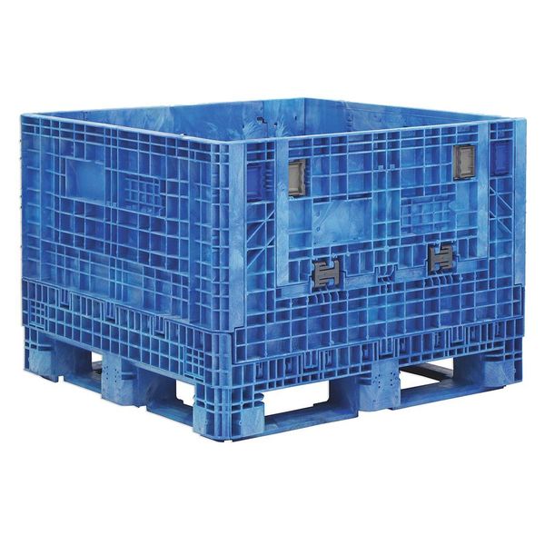 Blue Collapsible Bulk Container, Plastic, 28.9 cu ft Volume Capacity