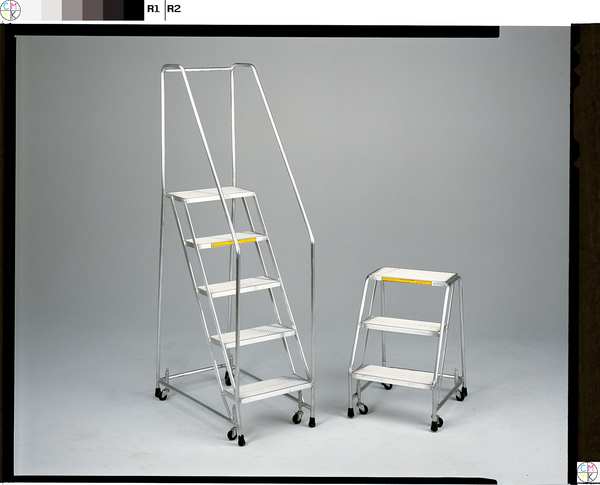 58 1/2 in H Aluminum Rolling Ladder, 3 Steps