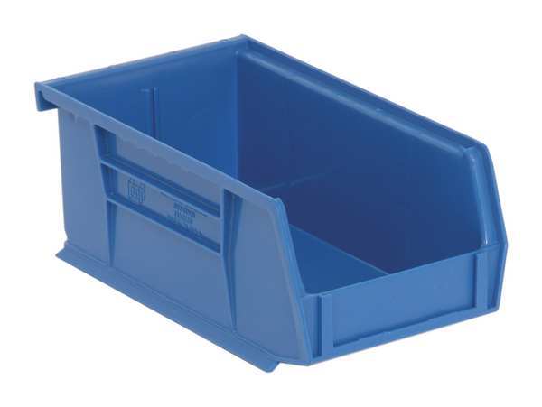 Hang & Stack Storage Bin, Blue, Polypropylene, 7 3/8 in L x 4 1/8 in W x 3 in H
