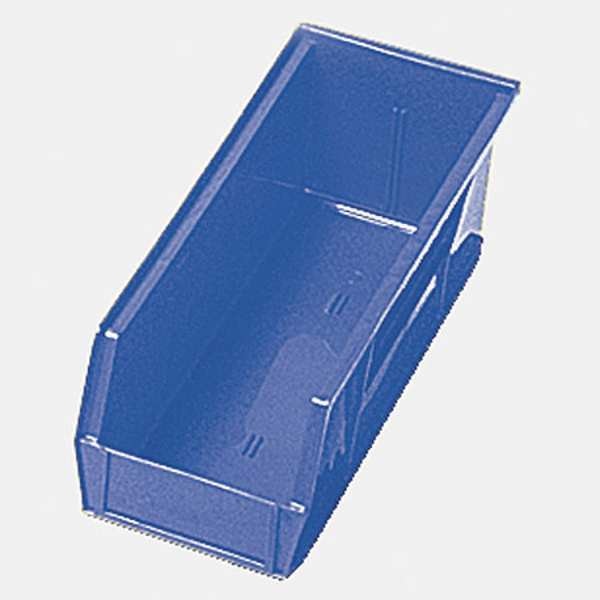 Shelf Storage Bin, Blue, Polypropylene, 17 7/8 in L x 4 1/8 in W x 4 in H, 50 lb Load Capacity