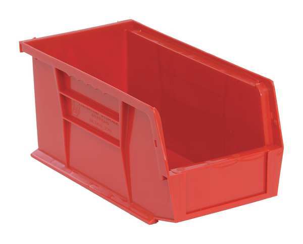 Hang & Stack Storage Bin, Red, Polypropylene, 10 7/8 in L x 5 1/2 in W x 5 in H