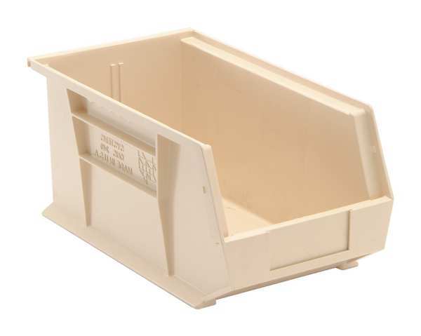 Hang & Stack Storage Bin, Ivory, Polypropylene, 14 3/4 in L x 8 1/4 in W x 7 in H