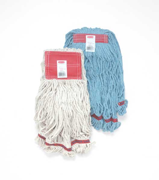 5 in String Wet Mop, 16 oz Dry Wt, Side Gate Connection, Looped-End, Blue, Cotton/Rayon/Polyester