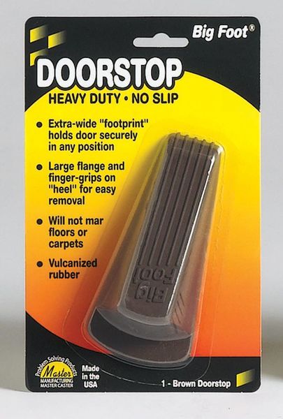 Door Wedge, Vulcanized Rubber, Brown, 1-1/4