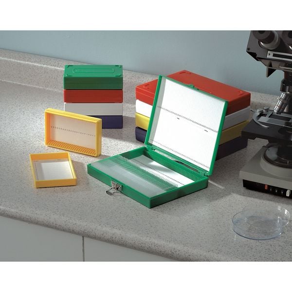 MICROSCOPE SLIDE BOX 25 SLOTTED WH HEA