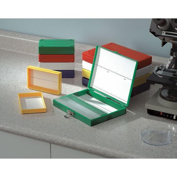 MICROSCOPE SLIDE Bx 25 SLOTTED BLUE HEAT