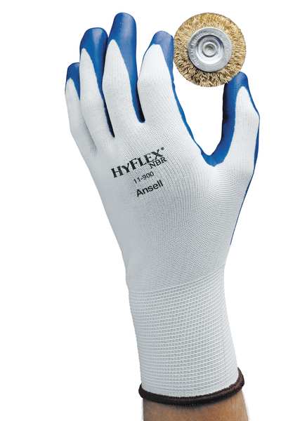 Nitrile Coated Gloves, Palm Coverage, Blue/White, S, PR