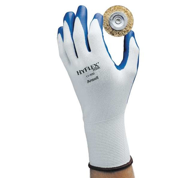 Nitrile Coated Gloves, Palm Coverage, Blue/White, XS, PR