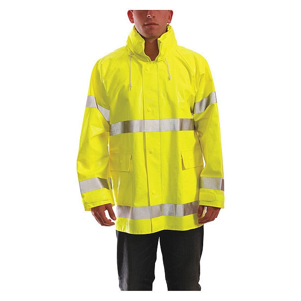ComfortBrite Flame Resist Rain Jacket, Yellow/Green, L