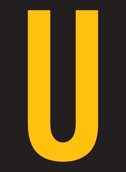Reflective Letter Label, U, 2-1/2in H, PK25