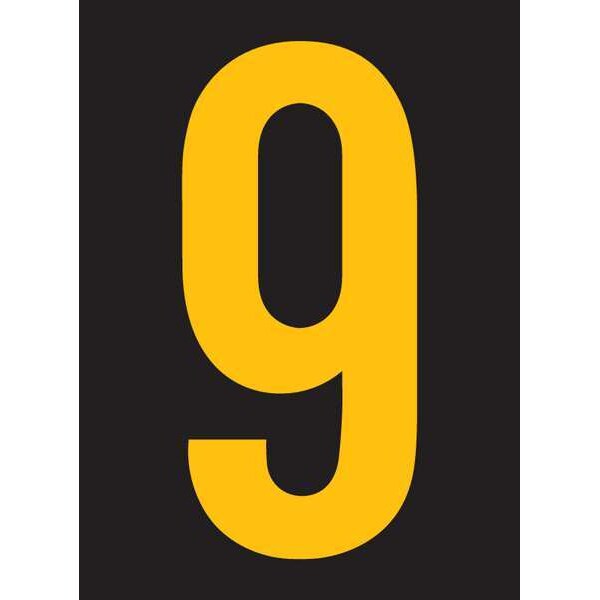 Reflective Number Label, 9, 2-1/2in H, PK25
