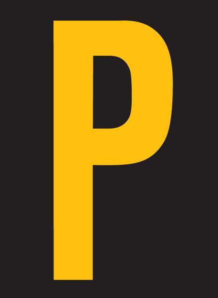 Reflective Letter Label, P, 2-1/2in H, PK25