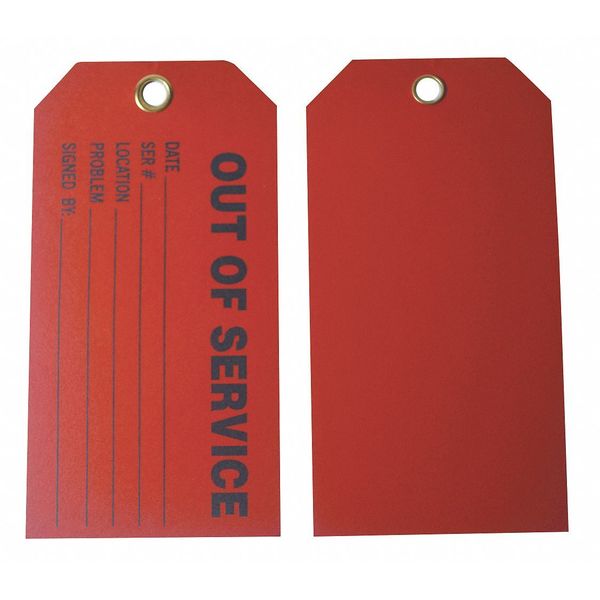 Out Of Svce Tag, 3 x 5-3/4 In, Bk/R, PK100