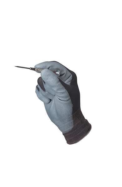 Polyurethane Coated Gloves, Palm Coverage, Black, M, PR