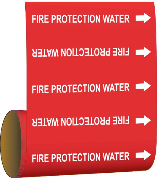 Pipe Marker, Fire Protection Water, Red, 41462
