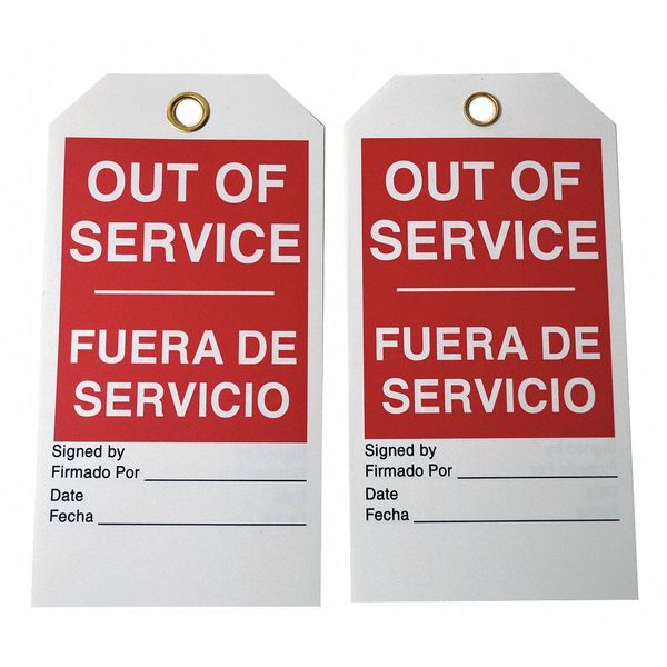 Out Of Svce Bilingual Tag, 3/8 In, PK10, 8CMR9