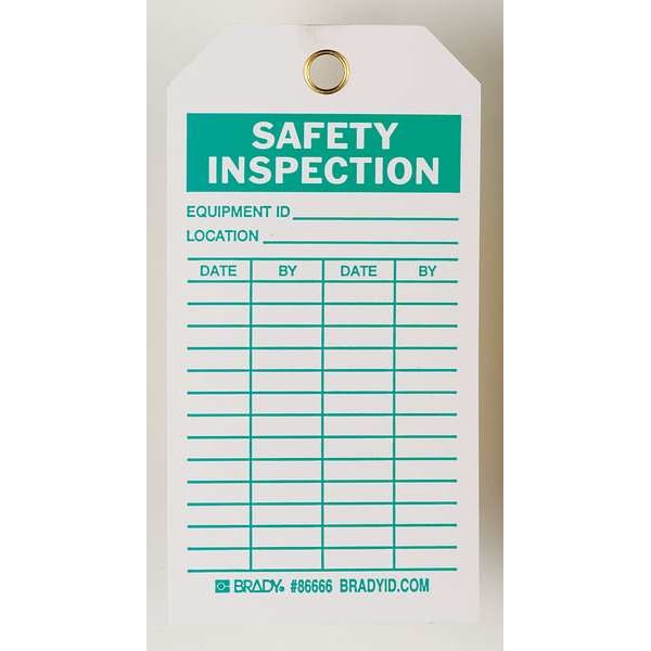 Safety Inspection Tag, 5-3/4 x 3 In, PK100