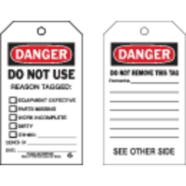 Danger Tag, 7 x 4 In, Bk and R/Wht, PK10