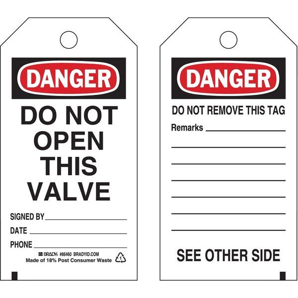 Danger Tag, 5-3/4 x 3 In, 3/8 In, PK10