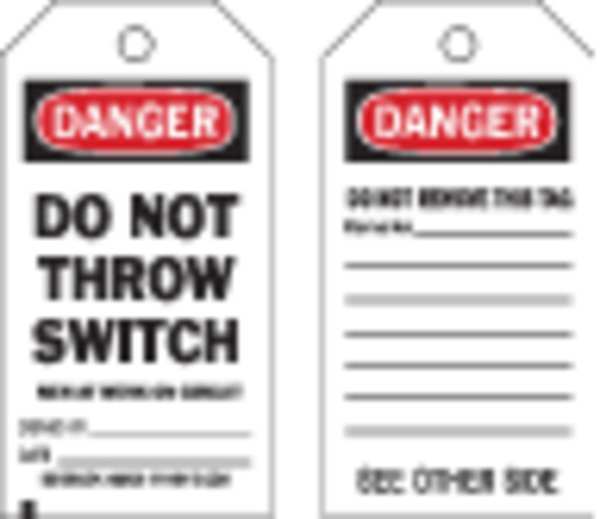 Danger Tag, 7 x 4 In, Bk and R/Wht, PK10