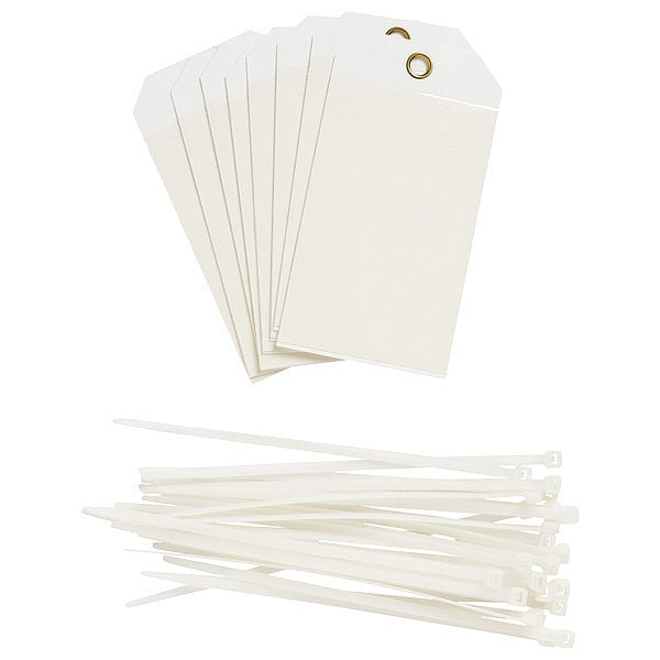 Blank Tag, 5-3/4 x 3 In, Wht, Met, PK10