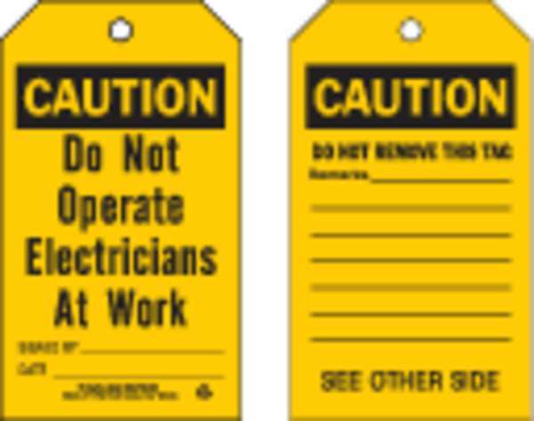 Caution Tag, 7 in Height, 4 in Width, Polyester