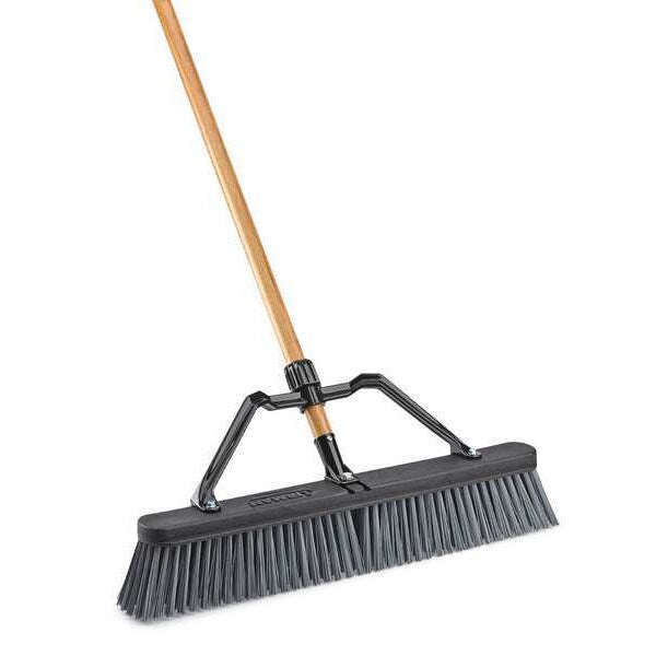 24 in Sweep Face Push Broom, Gray, 60 in L Handle