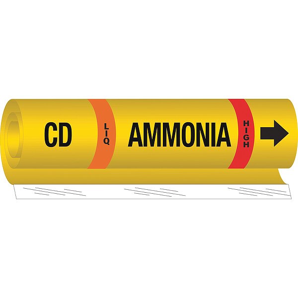 Ammonia Pipe Marker, CD, 2 to 8In