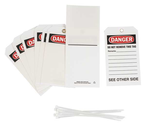 Danger Tag, 7 x 4 In, Bk and R/Wht, PK10