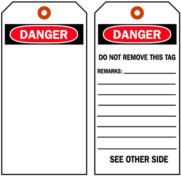 Danger Tag, 7 x 4 In, Bk and R/Wht, PK10