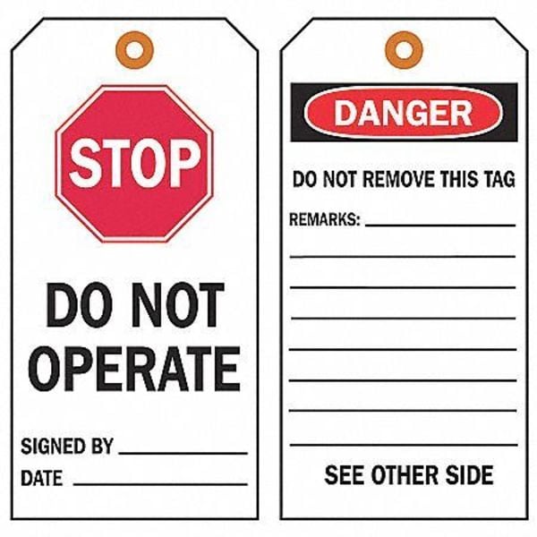 Caution Tag, 7 in Height, 4 in Width, Paper