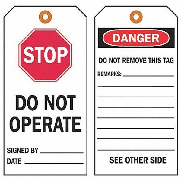 Danger Tag, 7 x 4 In, Bk and R/Wht, PK100
