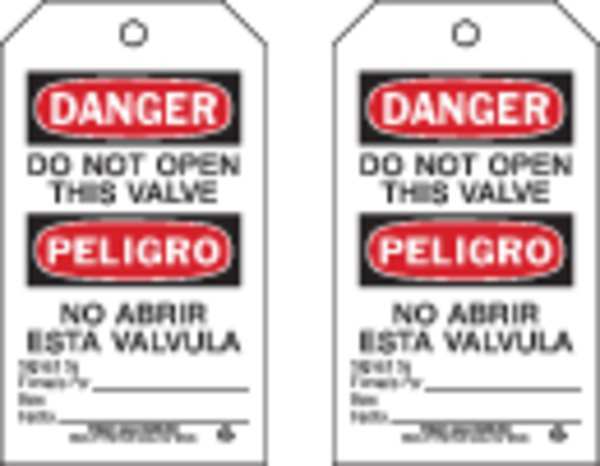 Danger Tag, 7 x 4 In, Bk and R/Wht, PK10