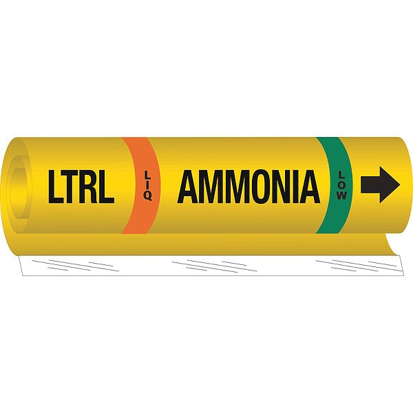 Ammonia Pipe Marker, LTRL, 2 to 8In