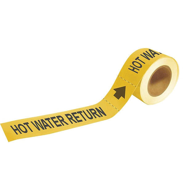Pipe Marker, Hot Water Return, 1 In.H